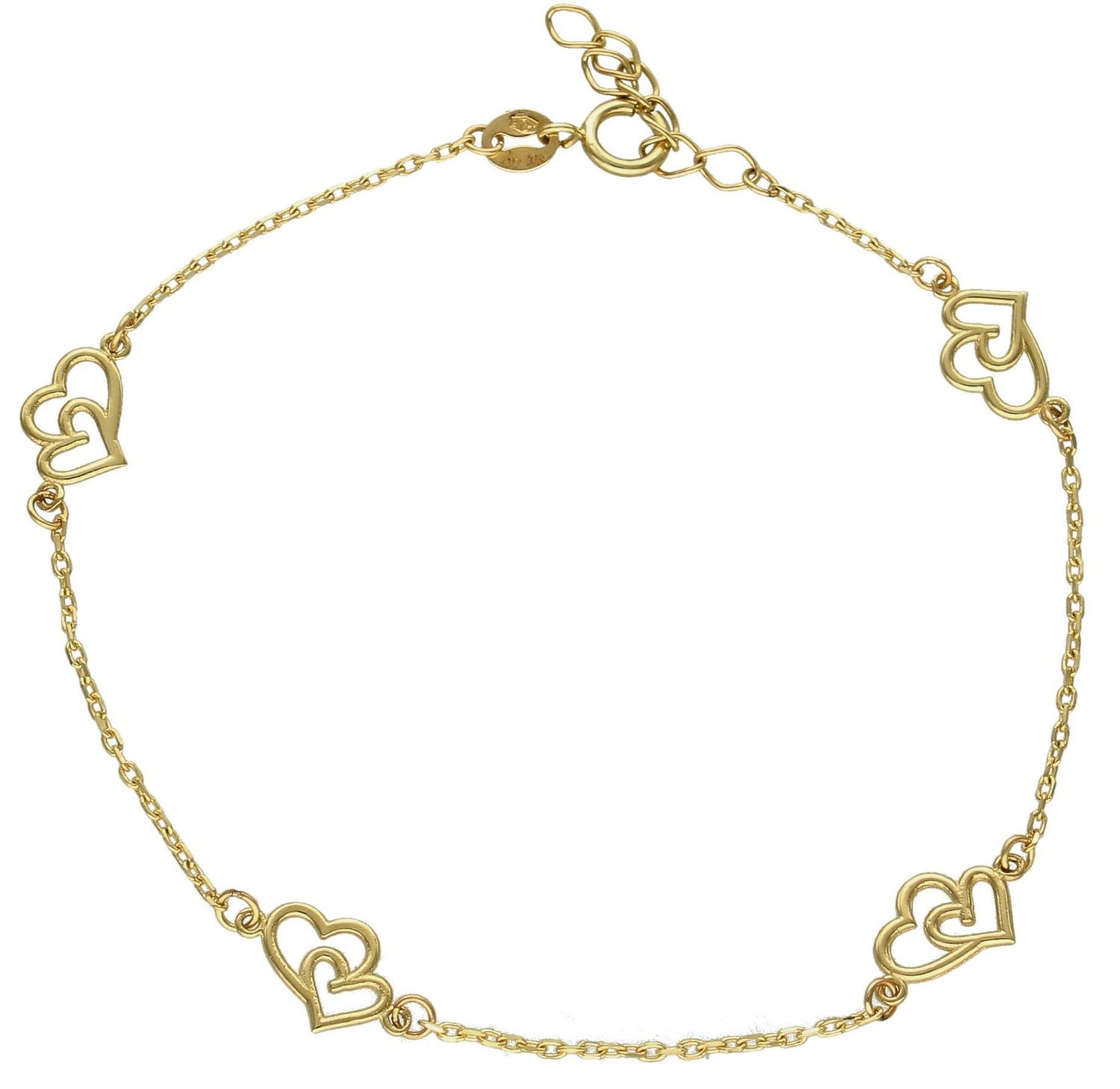 Złota bransoletka damska 375 celebrytka z serduszkami BR 7282 375. Złota bransoletka damska. Złota bransoletka próby 375. Bransoletka złota damska delikatna celebrytka. Bransoletka złota celebrytka idealna na prezent .jpg